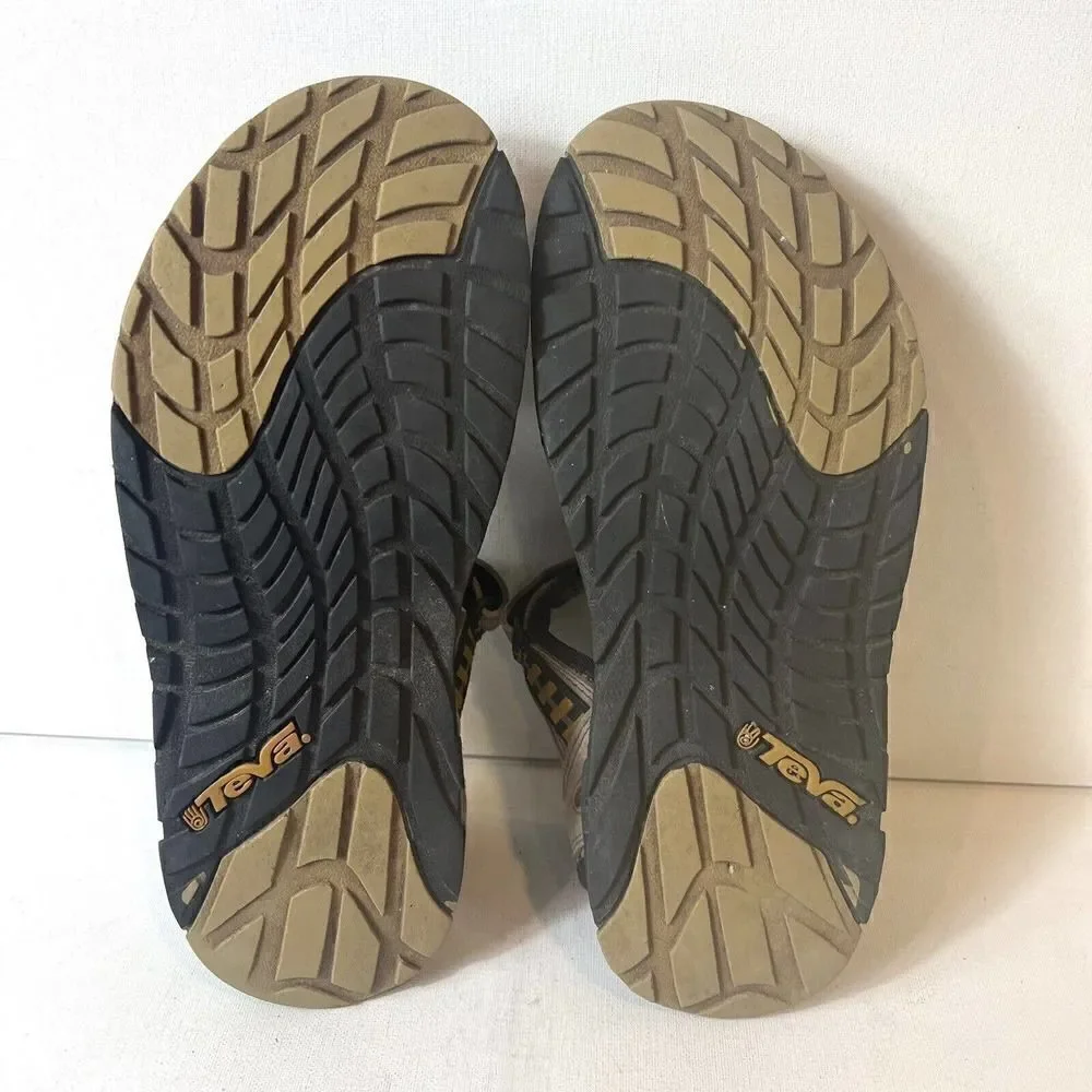 TEVA Men Size 9 Black Brown Sandals Adjustable Straps Comfort Summer Casual Shoe